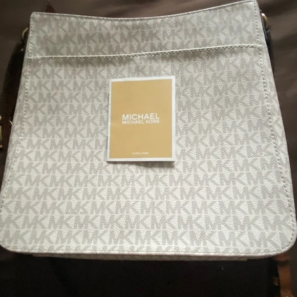 Michael Kors Beige Logo Crossbody Bag with Brown Strap - Picture 9 of 10